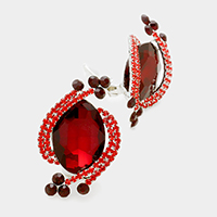 Oval crystal rhinestone clip on earrings