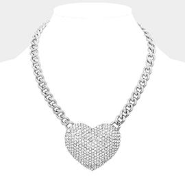 Crystal pave heart necklace