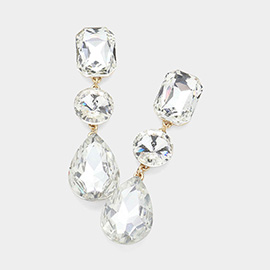 Triple Crystal Rhinestone Evening Earrings