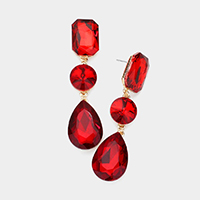 Triple Crystal Rhinestone Evening Earrings