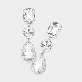 Triple Crystal Rhinestone Evening Earrings