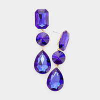 Triple Crystal Rhinestone Evening Earrings
