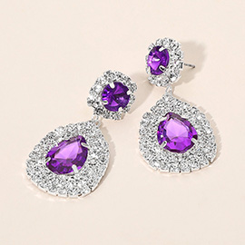 Glass Crystal Teardrop Evening Earrings