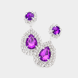 Glass Crystal Teardrop Evening Earrings