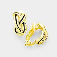 Braided Antique Metal Half Hoop Clip on Earrings
