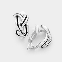Braided Antique Metal Half Hoop Clip on Earrings