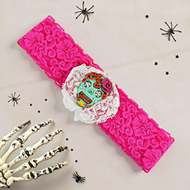 Halloween Floral Lace Sugar Skull Headband