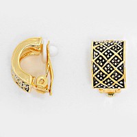 Embossed Metal Half Hoop Clip on Earrings