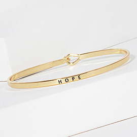HOPE Engraved Thin Brass Metal Bangle Bracelet