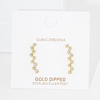 Gold Dipped Round CZ Cluster Climber Earrings