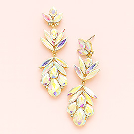Glass Crystal Petal Drop Statement Evening Earrings
