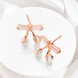 CZ Bow Stud Earrings