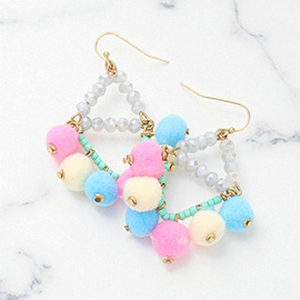 Pom Pom Trimmed Dangle Earrings