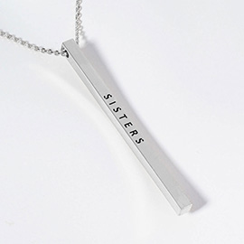 SISTERS Brass Metal Bar Pendant Necklace