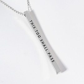 THIS TOO SHALL PASS Brass Metal Bar Pendant Necklace