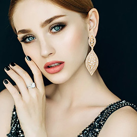 Marquise Rhinestone Clip on Earrings