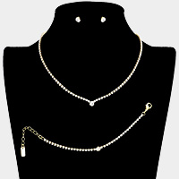 3PCS - Pave Crystal Rhinestone Marquise Necklace Set