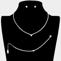 3PCS - Pave Crystal Rhinestone Marquise Necklace Set