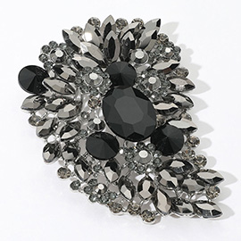 Oversize Multi Stone Floral Pin Brooch