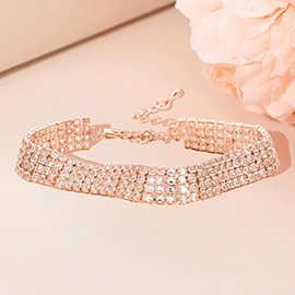 4 Rows Pave CZ Tennis Evening Bracelet