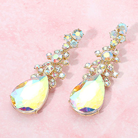 Glass Crystal Teardrop Accented Evening Earrings