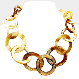 Open Circle Celluloid Acetate Link Necklace