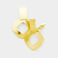 Cut Out Square Metal Clip on Earrings