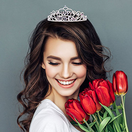 Happy Birthday Crystal Rhinestone Pave Princess Tiara