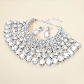 Crystal Glass Bib Statement Necklace