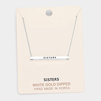'Sisters' Horizontal Metal Bar Pendant Necklace