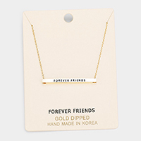 'Forever Friends' Horizontal Metal Bar Pendant Necklace