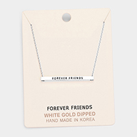 'Forever Friends' Horizontal Metal Bar Pendant Necklace