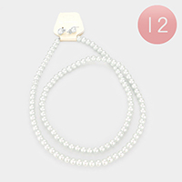 12PCS - Faux Pearl Necklaces