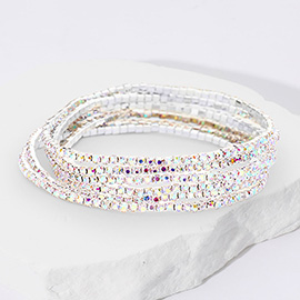 6PCS - Rhinestone Multi Layered Stretch Evening Bracelets
