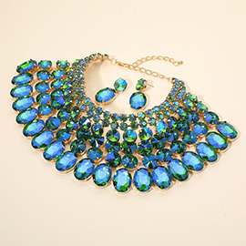 Crystal Glass Bib Statement Necklace