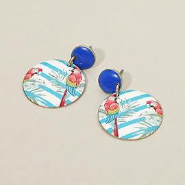 Tropical Parrot Print Double Circle Dangle Earrings