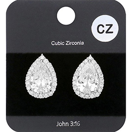CZ Teardrop Crystal Rhinestone Stud Earrings