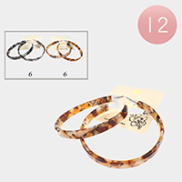 12PCS - Leopard Pattern Celluloid Acetate Hoop Earrings