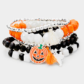 5PCS - Pumpkin Ghost Tassel Charm Stretch Bracelets