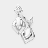 Burnished Metal Dangle Clip On Earrings