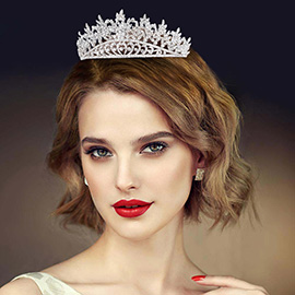 Leaf Rhinestone Crystal Heart Pageant Princess Tiara
