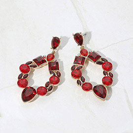 Teardrop Square Round Crystal Evening Earrings