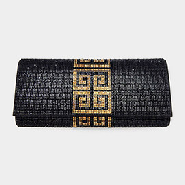 Greek Pattern Bling Evening Clutch Crossbody Bag