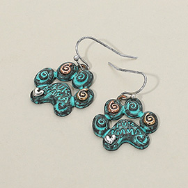 Fur Mama Animal Paw Metal Dangle Earrings