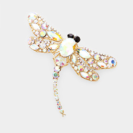 Crystal Rhinestone Pave Dragonfly Pin Brooch