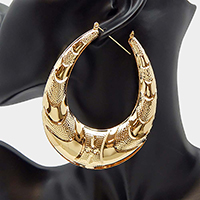 Abstract Textured Metal Hoop Earrings
