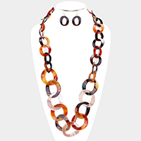 Celluloid Acetate Link Long Necklace 