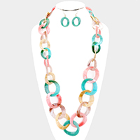 Celluloid Acetate Link Long Necklace 