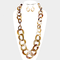 Celluloid Acetate Link Long Necklace 