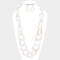 Celluloid Acetate Link Long Necklace 